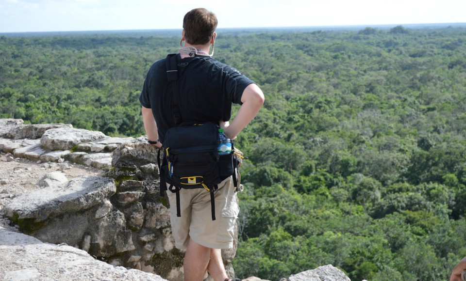 Admiring-the-view-from-the-top-of-Coba-Ruins-in-Mexico